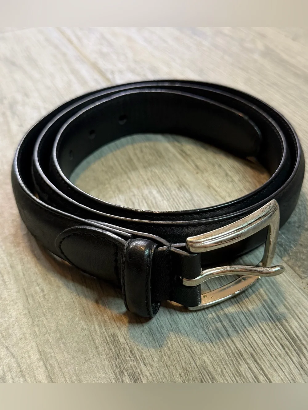 Polo Ralph Lauren Genuine Italian Leather Black Belt 36/95 Leather Metal Plate